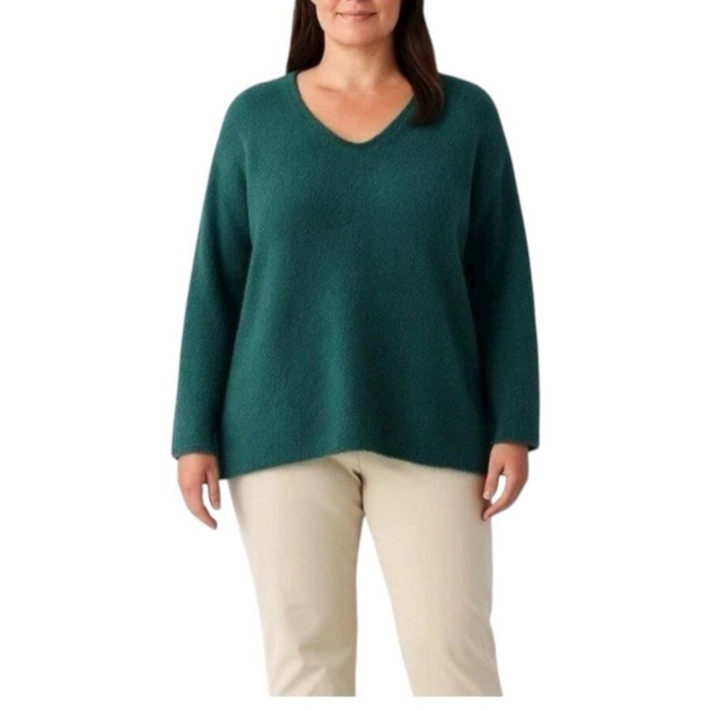 NWT Eileen Fisher Textured V-Neck Organic
Cotton Cashmere Blend Sweater